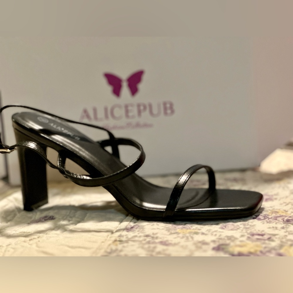 Black straps heels